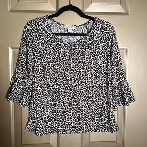 Michael Kors Women’s Animal Print Top w/Bell Sleeves Sz M